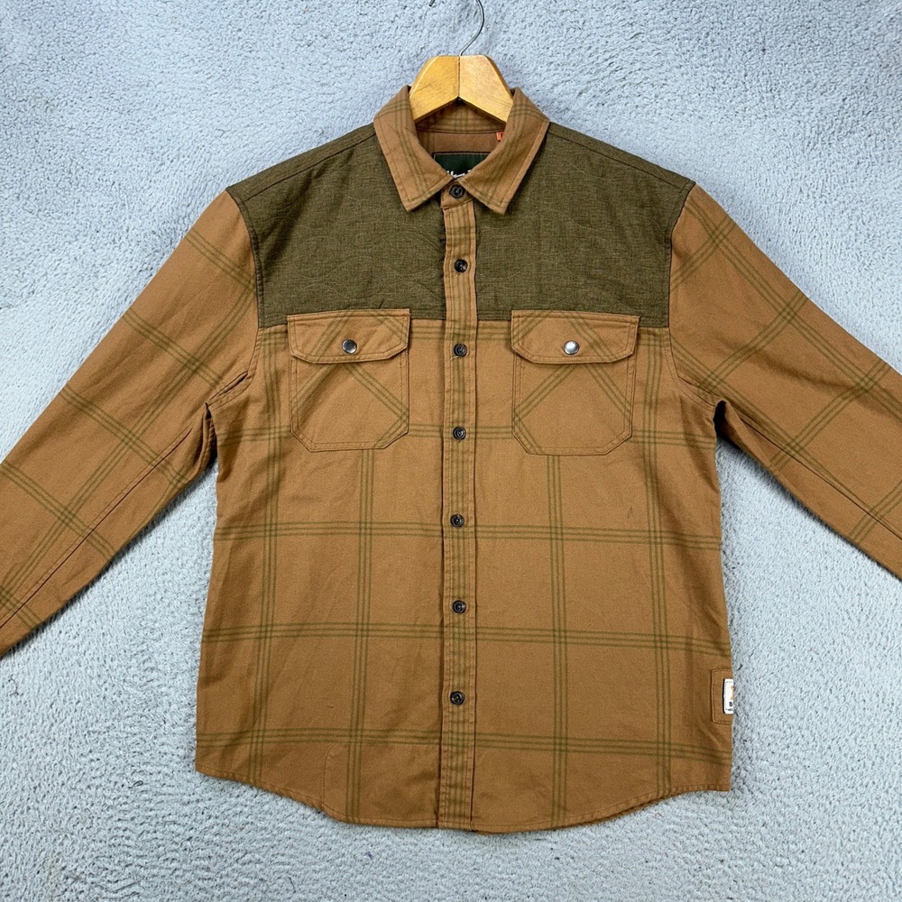 Howler Bros Quintana Quilted Flannel Shirt Mens Medium Button Up Brown Plaid